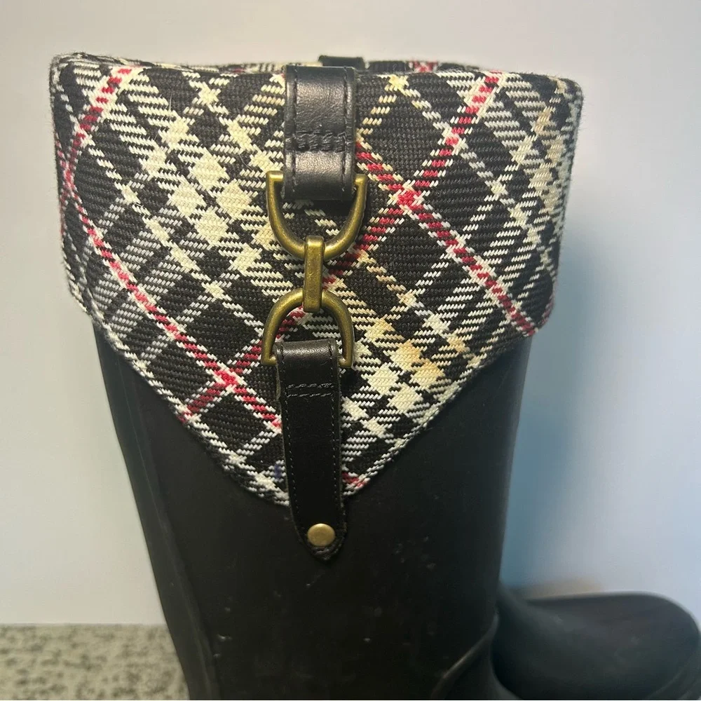 Crocs Black & Plaid Buckle Willie Rain Boots Size 11 Women’s